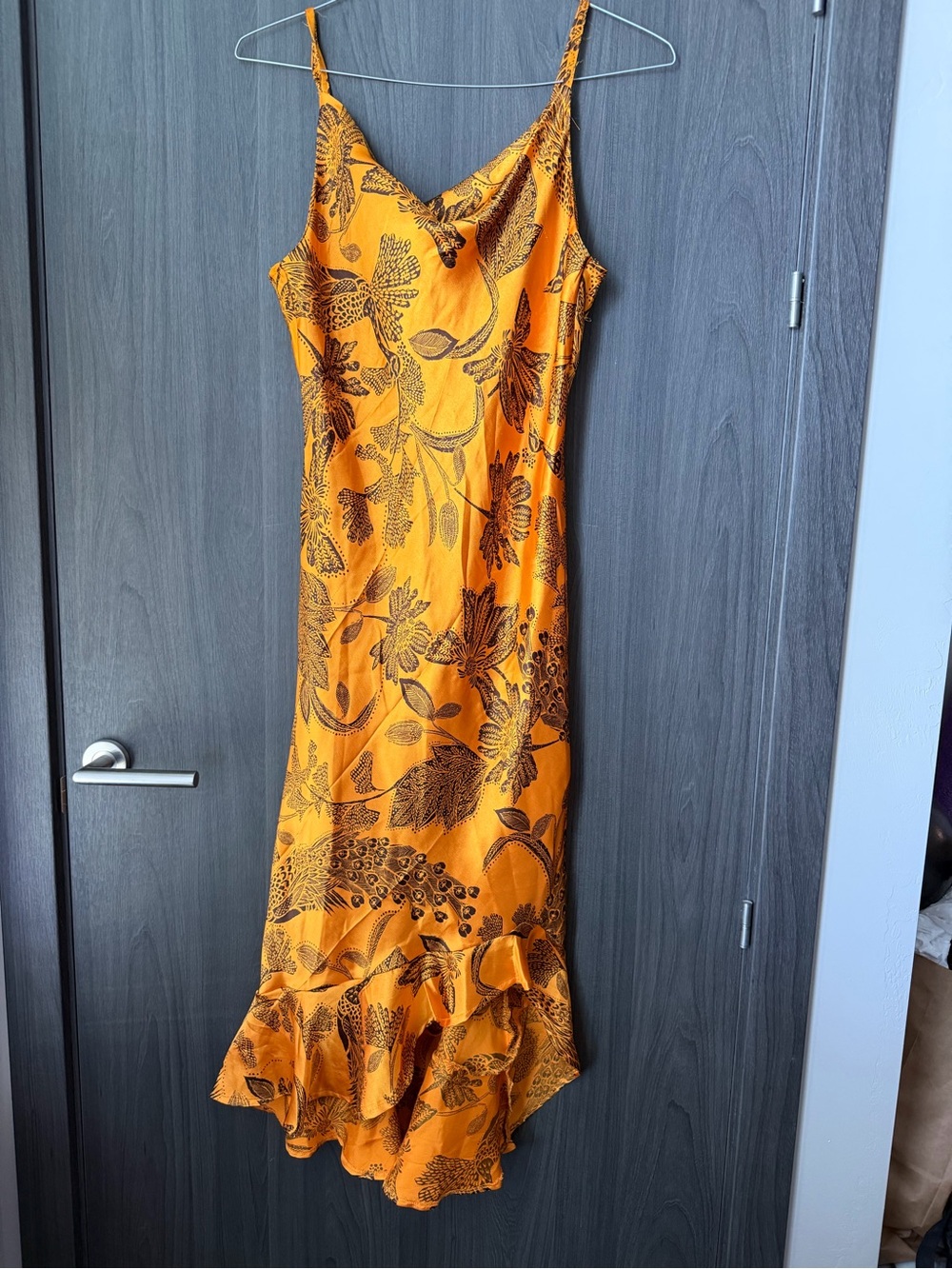 Floral Slip Maxi Dress in Mustard Yellow